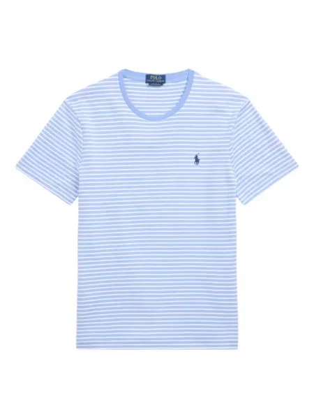 Zateplené pruhované tričko Polo Ralph Lauren s výšivkou zelené