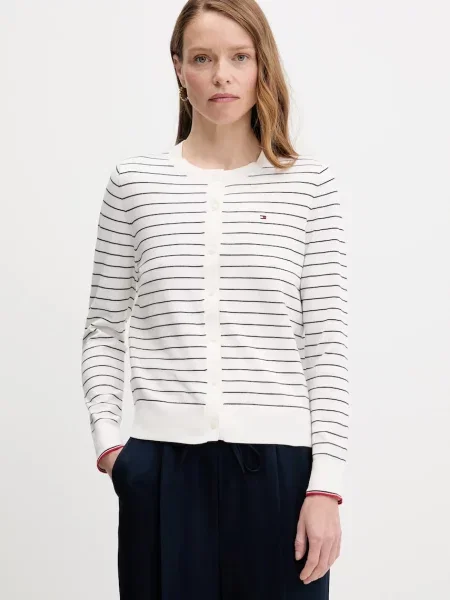 Жилетка Tommy Hilfiger дамска тъмносиньо от лека материя бежово