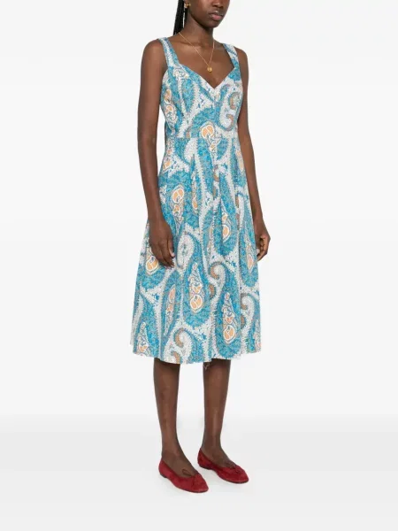 Rochie midi Etro cu model paisley până la genunchi de costum albastru