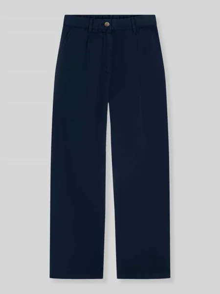 Spodnie chinosy z szerokimi nogawkami o krótkim kroju z czystej bawełny Tommy Hilfiger niebieskie