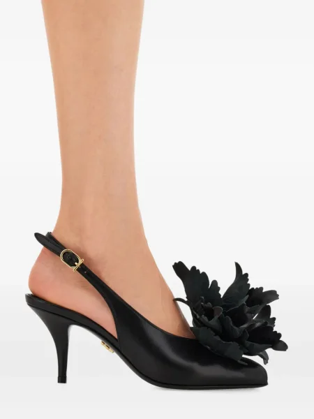 Pantofi cu toc Ferragamo cu model floral slingback negru