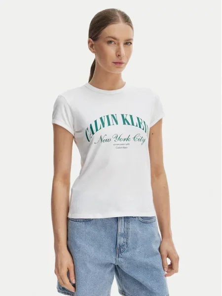 Calvin Klein Jeans T-Shirt Graphic Logo λευκό
