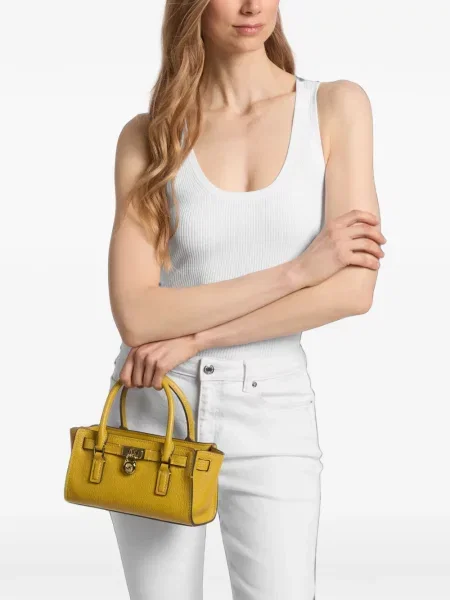Bőr crossbody táska Michael Kors sárga