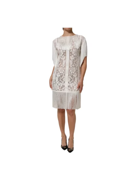 Sukienka Dolce And Gabbana z frędzli biała