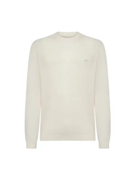 Sweter Sun68 z logo beżowy