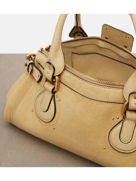 Geantă Chloé din piele de căprioară bej