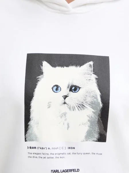 Свитер Karl Lagerfeld с капюшоном с принтом белый