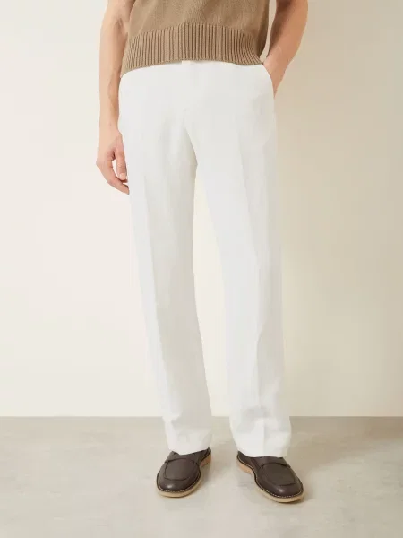 Ami Paris Spodnie Regular Fit Z Lnem beige beżowe