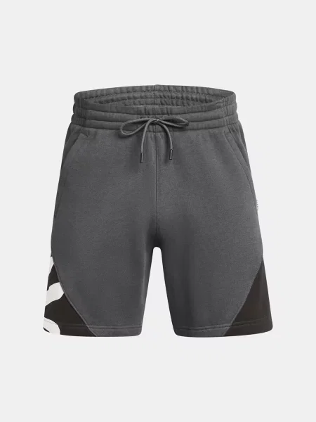 Pánske šortky Under Armour Curry Splash Fleece Short castlerock full heather/black/white clay biela