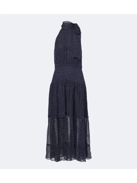 Rochie midi Rixo cu buline cu legături albastru