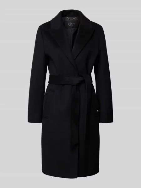 Płaszcz wełniany o kroju regular fit z dodatkiem wełny i S.oliver Black Label czarny