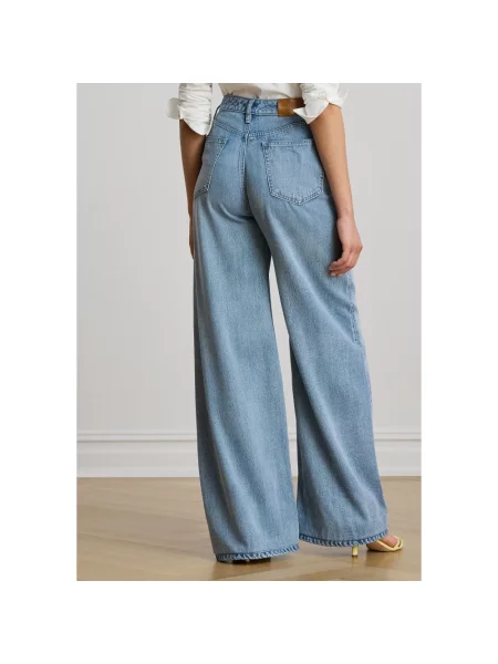 Szerokie jeansy Ralph Lauren z wysoką talią niebieskie