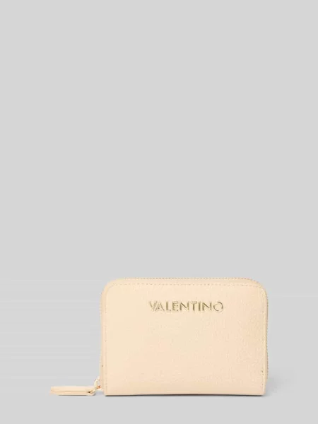 Lniany portfel Valentino Bags beżowy