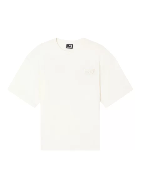 Koszulka Emporio Armani Ea7 z dżerseju z logo beżowa