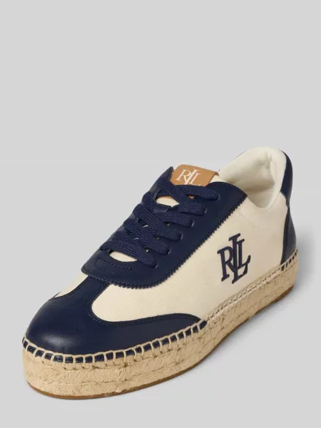 Sneakersy z mieszanki skóry i tkaniny model ‘LUIZE’ Lauren Ralph Lauren białe