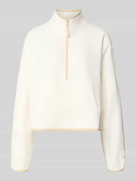 Sweter o kroju relaxed fit kołnierz zapinany model Polar' Fabletics biały