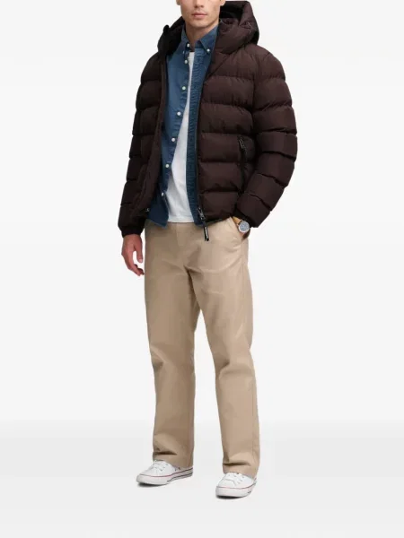 Geacă cu puf Superdry cu glugă maro