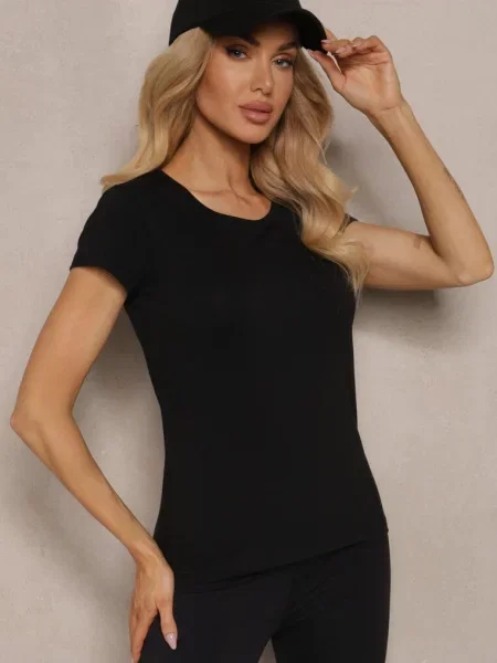 Casualowy T-shirt z Bawełny Zeiasha czarny