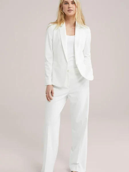 WE Fashion Pantaloni cu dungă alb