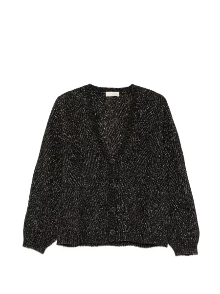 Cardigan Momoni de lână cu decolteu în V negru
