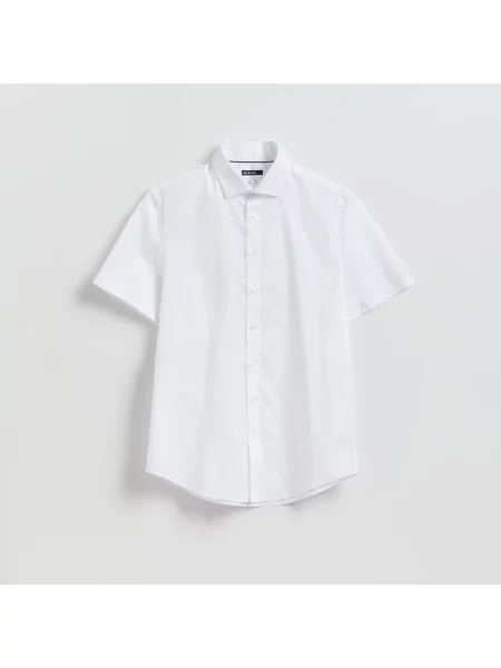 Reserved Košile slim fit s vysokým podílem bavlny bílá