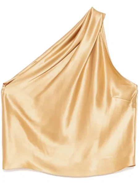 Top Michelle Mason asymetryczny z dekoltem halter złoty