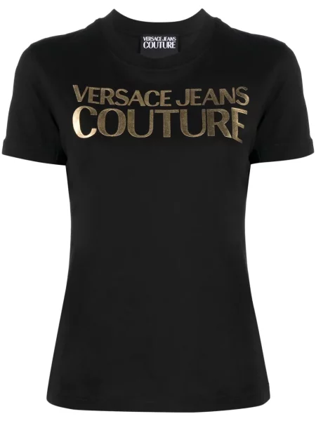 Tricou Versace Jeans Couture cu imagine scurt negru