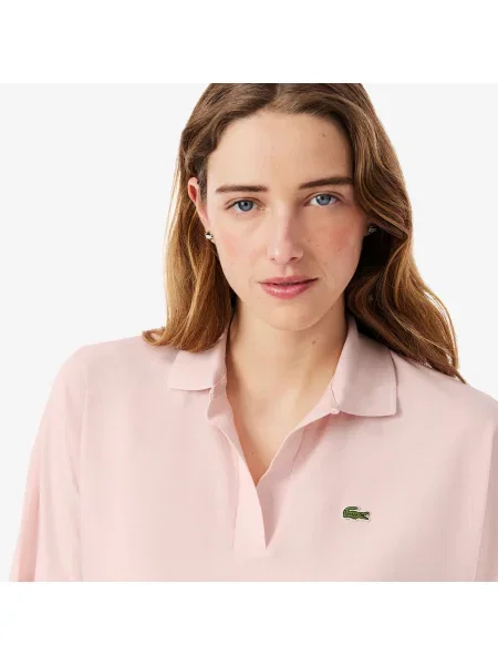Lacoste Koszulka Polo Fluid Piqué O Swobodnym Kroju różowa