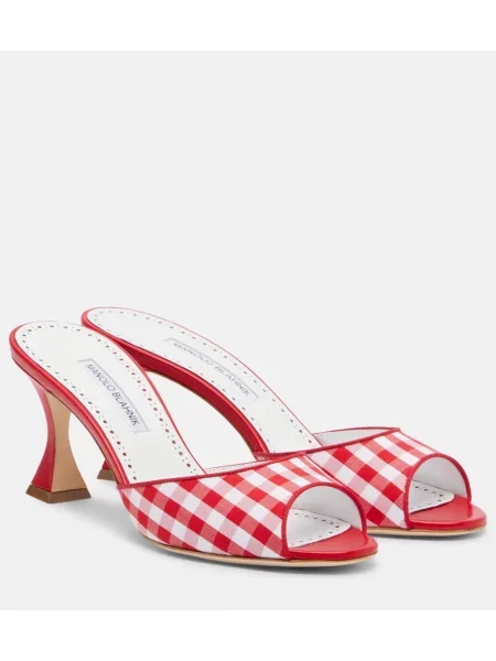 Papuci tip mules Manolo Blahnik din piele roșu