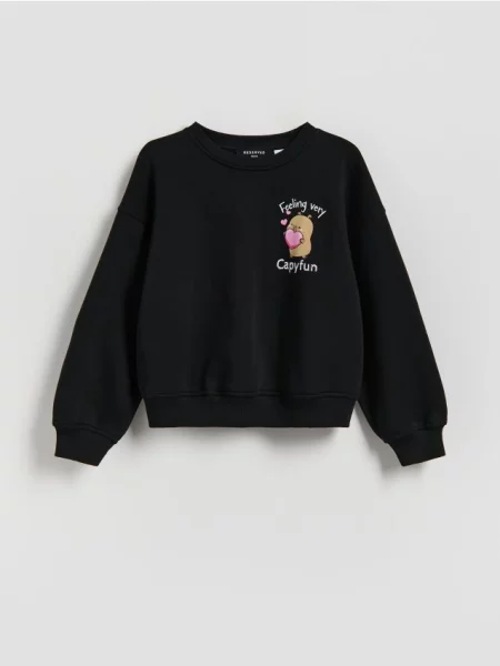 Reserved Bluza Kapibara CapyFun czarny