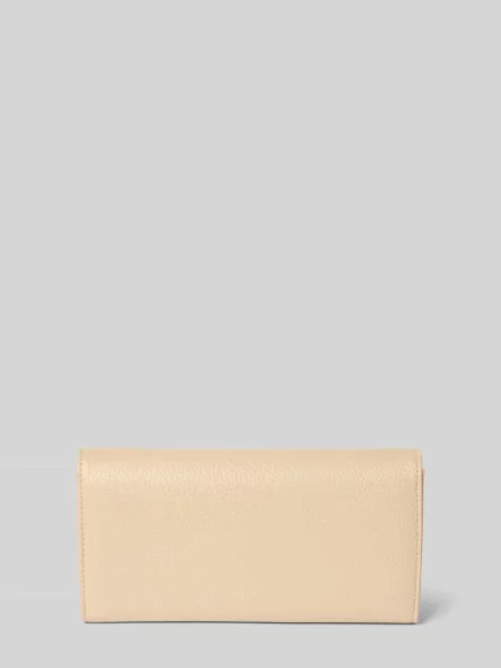 Lniany portfel Valentino Bags z logo elegancki beżowy