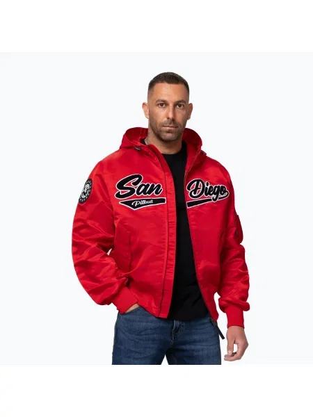 Férfi kabát Pitbull Aero Flight Hooded fluo/red. Méret: M piros