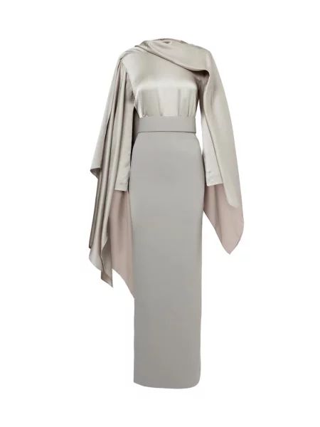 Rochie Solace London din satin drapată gri
