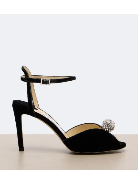 Sandale Jimmy Choo de catifea negru