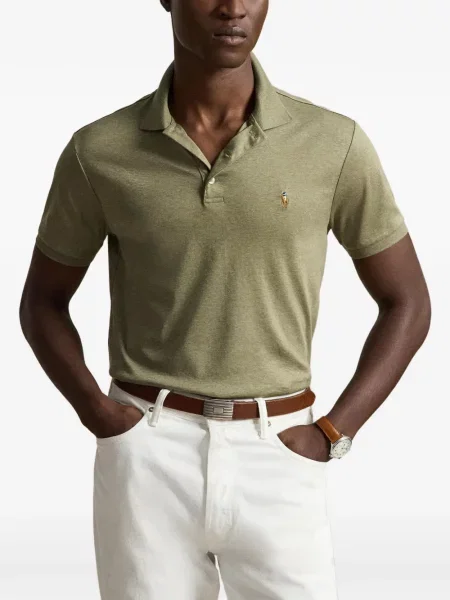 Hímzett csíkos galléros pólóing Polo Ralph Lauren kék