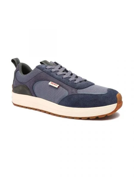 HUGO Sneakers Cilan_Tenn_mesd cu adaos de piele albastru