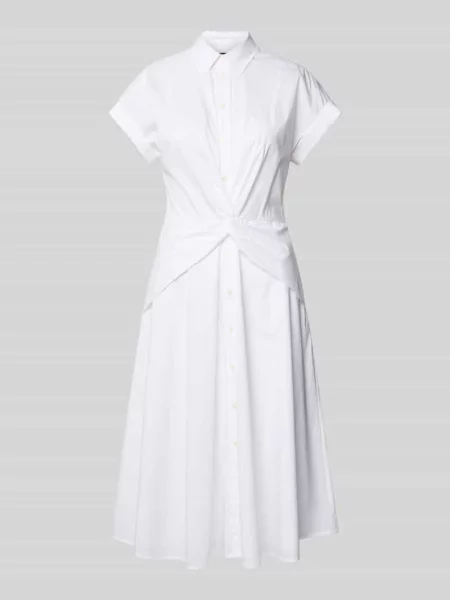 Sukienka koszulowa z wiązanym detalem model ‘CIAN’ Lauren Ralph Lauren biała