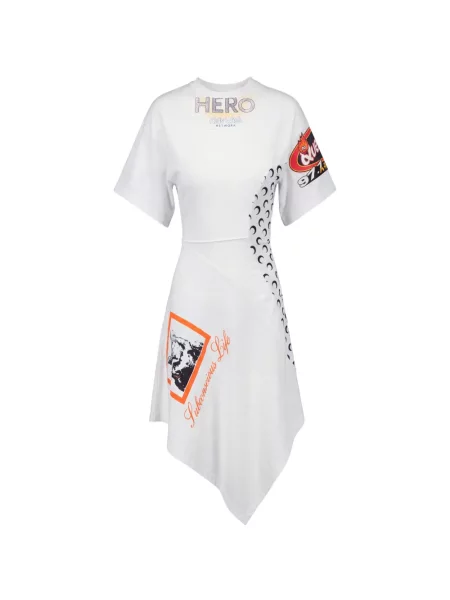 Rochie Marine Serre din jerseu asimetrică alb