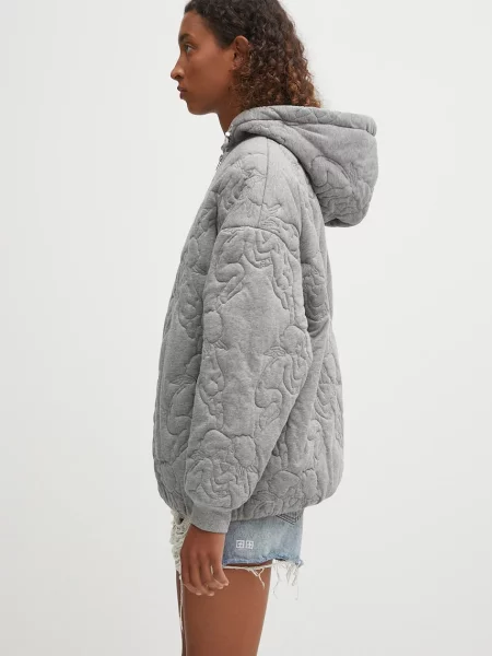 Куртка Fiorucci Kissing Angels Quilted перехідна oversize сірий