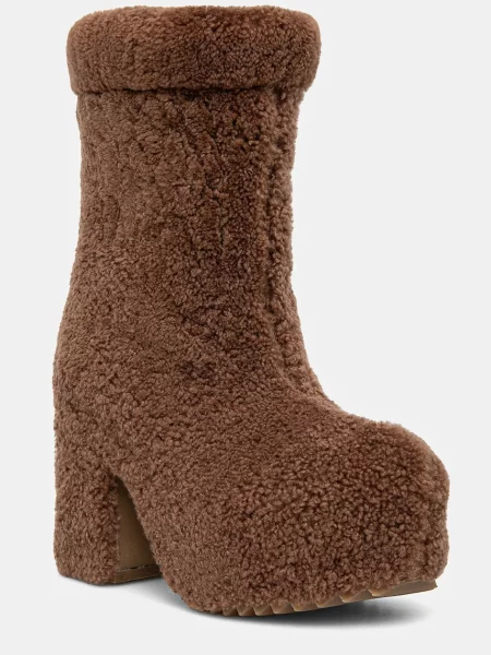 Вълнени боти Inuikii Shearling Heel с дебел кафяво