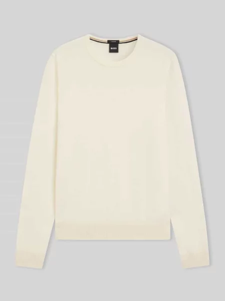 Sweter o kroju regular fit z dzianiny z czystego kaszmiru model ‘EMIGLIORE’ Boss biały