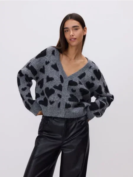Reserved Кардиган з сердечками різнобарвний 