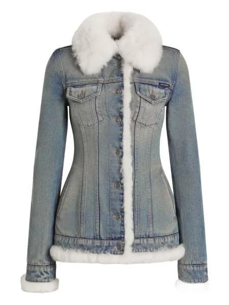 Futro kurtka jeansowa Dolce And Gabbana niebieska