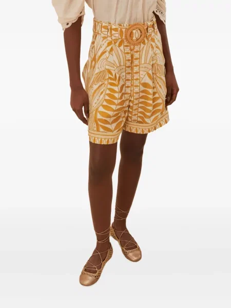 Pantaloni scurți Farm Rio cu imagine portocaliu