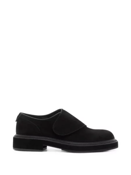 Papuci de casă Giorgio Armani din piele de căprioară cu bretele negru