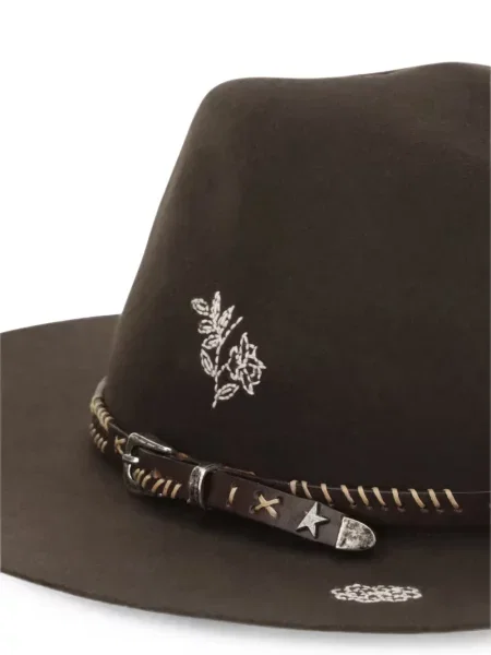 Pălărie Golden Goose cu broderie maro