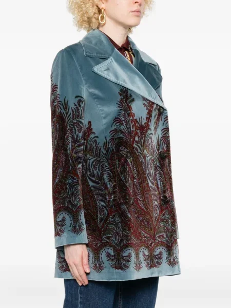 Geacă Etro de catifea cu model floral cu imagine albastru