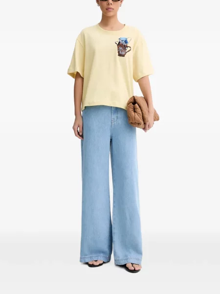 Scurt tricou Munthe cu broderie galben