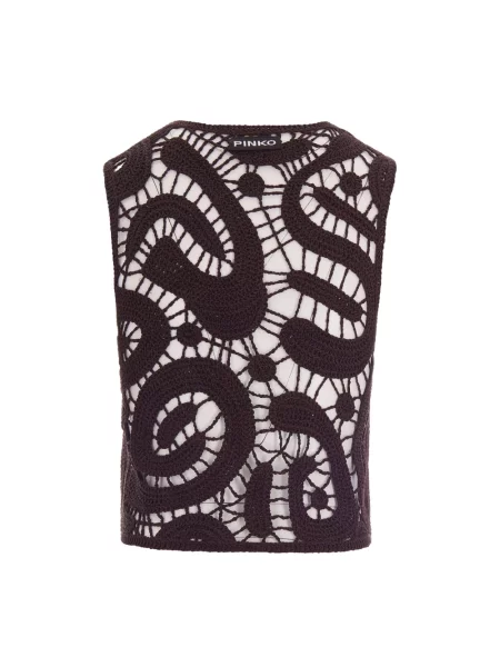 Szydełkować top Pinko bez rękawów brązowy