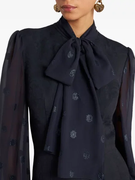 Salopetă Etro cu funde din jacard albastru